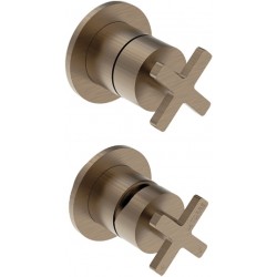 Shower tap Wall-mounted concealed - complete set 2 holes 2 way / 3 way material: Brass mixer without hand shower, hose and holder antique brass, color: Bronze surface: Brushed Wall-mounted - external part