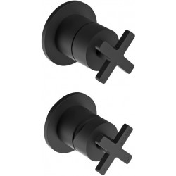 Shower tap Wall-mounted concealed - complete set 2 holes 2 way / 3 way material: Brass mixer without hand shower, hose and holder Black Matt, color: Black surface: Matt Wall-mounted - external part