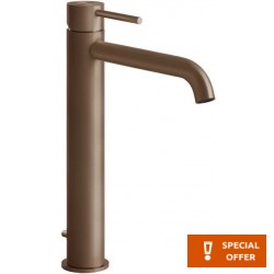 Wash basin tap Deck-mounted for free-standing washbasin material: Inox mixer Without waste Copper Brushed PVD, color: Bronze surface: Brushed Deck-mounted