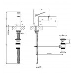 Wash basin tap Deck-mounted material: Brass mixer With push-open waste set Μ size Finox Brushed Nickel, color: Chrome surface: Brushed Deck-mounted