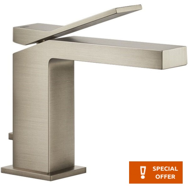 Wash basin tap Deck-mounted material: Brass mixer With push-open waste set Μ size Finox Brushed Nickel, color: Chrome surface: Brushed Deck-mounted