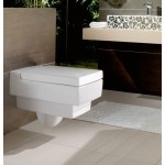 Wall-mounted toilet & toilet seat soft closing, style: Wrapover hidden fixation with rim 56x37,5 surface: Glossy, color: White Wall-mounted