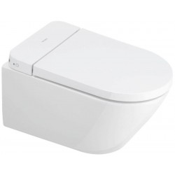 Wall-mounted toilet with shower & toilet seat, style: Wrapover smart toilet Compact 58x37 surface: Glossy, color: White Wall-mounted shower-toilets