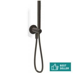 Τηλέφωνο ντους με σπιράλ & στήριγμα με παροχή 1 ροής ορειχάλκινο, brushed black chrome, χρώμα: Μαύρο επιφάνεια: Βουρτσισμένη Τηλέφωνα