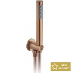 Shower head W/ hose, holder and outlet elbow 1 jet Round brushed bronze, color: Bronze surface: Brushed Hand showers