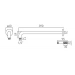 Βραχίονας 39cm Round, Brushed Nickel επίτοιχος τύπος από ορείχαλκο, χρώμα: Χρωμέ επιφάνεια: Βουρτσισμένη Βραχίονες κεφαλής ντους