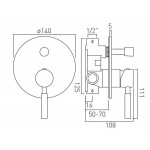 Μπαταρία ντουζιέρας εντοιχιζόμενη 2 εξόδων αναμεικτική από ορείχαλκο με πλακέτα brushed bronze, χρώμα: Μπρονζέ επιφάνεια: Βουρτσισμένη Εντοιχιζόμενες εξωτερικό μέρος