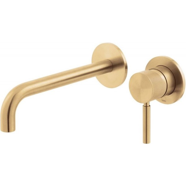 Wash basin tap Wall-mounted concealed - complete set 2 holes material: Brass Without waste, color: Gold surface: Brushed Wall-mounted - external part