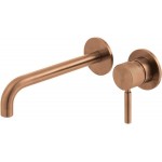 Μπαταρία νιπτήρος εντοιχιζόμενη κομπλέ 2 οπών από ορείχαλκο χωρίς βαλβίδα 18cm, brushed bronze, χρώμα: Μπρονζέ επιφάνεια: Βουρτσισμένη Εντοιχιζόμενες εξωτερικό μέρος