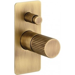 Μπαταρία ντουζιέρας εντοιχιζόμενη 2 εξόδων αναμεικτική από ορείχαλκο με πλακέτα κομπλέ, brushed bronze, χρώμα: Μπρονζέ επιφάνεια: Βουρτσισμένη Εντοιχιζόμενες εξωτερικό μέρος