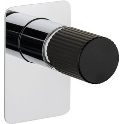 Μπαταρία ντουζιέρας εντοιχιζόμενη 1 εξόδου αναμεικτική από ορείχαλκο με πλακέτα με μαύρη λαβή, κομπλέ, χρώμα: Χρωμέ επιφάνεια: Γυαλιστερή Εντοιχιζόμενες εξωτερικό μέρος