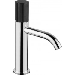 Μπαταρία νιπτήρος επικαθήμενη αναμεικτική από ορείχαλκο με βαλβίδα push-open  με μαύρη λαβή, χρώμα: Χρωμέ επιφάνεια: Γυαλιστερή Επικαθήμενες