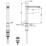 Μπαταρία νιπτήρος επικαθήμενη αναμεικτική από ορείχαλκο για νιπτήρα ελεύθερης τοποθέτησης με βαλβίδα push-open  Black Matt, χρώμα: Μαύρο επιφάνεια: Ματ Επικαθήμενες