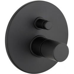 Shower tap Wall-mounted concealed - complete set 2 way material: Brass mixer With plate without hand shower, hose and holder Black Matt, color: Black surface: Matt Wall-mounted - external part