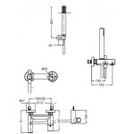 Bathtub tap Wall-mounted exposed material: Brass with hand shower, hose and holder mixer, color: Chrome surface: Glossy Wall-mouned exposed Bathtub tap Wall-mounted exposed material: Brass with hand shower, hose and holder mixer, color: Chrome surface: Glossy Wall-mouned exposed