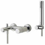 Bathtub tap Wall-mounted exposed material: Brass with hand shower, hose and holder mixer, color: Chrome surface: Glossy Wall-mouned exposed Bathtub tap Wall-mounted exposed material: Brass with hand shower, hose and holder mixer, color: Chrome surface: Glossy Wall-mouned exposed