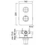 Shower tap Wall-mounted concealed - complete set 2 way / 3 way material: Brass thermostatic With plate without hand shower, hose and holder, color: Black surface: Matt Wall-mounted - external part Shower tap Wall-mounted concealed - complete set 2 way / 3 way material: Brass thermostatic With plate without hand shower, hose and holder, color: Black surface: Matt Wall-mounted - external part