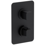 Shower tap Wall-mounted concealed - complete set 2 way / 3 way material: Brass thermostatic With plate without hand shower, hose and holder, color: Black surface: Matt Wall-mounted - external part Shower tap Wall-mounted concealed - complete set 2 way / 3 way material: Brass thermostatic With plate without hand shower, hose and holder, color: Black surface: Matt Wall-mounted - external part