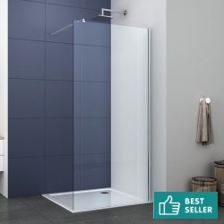 Shower enclosure Linear 80x200 8mm fixed surface: Glossy, color: Chrome Linear