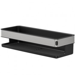 Sponge box material: Brass Double-mounted deep Single 28cm, black matt/ inox finish, color: Chrome/Black surface: Brushed Shower baskets