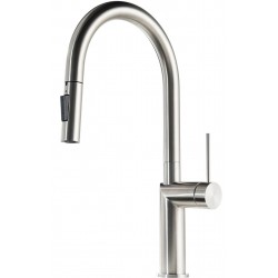Kitchen tap Deck-mounted material: Inox with shower, color: Chrome surface: Brushed Deck-mounted