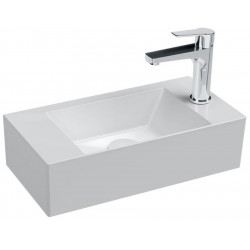 Washbasin Wall-mounted 51x25x13,5 no pedestal With 1 bowl With hole on the left / With hole on the right material: Porcelain, color: White surface: Glossy Wall-mounted