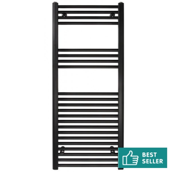 Heated towel rack 50x120 material: Steel, color: Black surface: Matt Heated towel rails