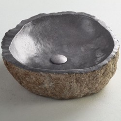 Washbasin Free standing 40x40x15 material: Stone Without hole Without overflow Fossil, color: Brown/Black surface: Matt Free standing