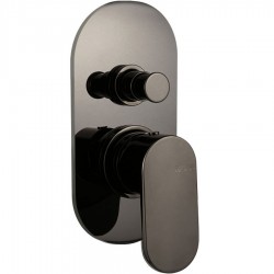 Shower tap Wall-mounted concealed - complete set 2 way material: Brass mixer With plate without hand shower, hose and holder, color: Black surface: Glossy Wall-mounted - external part
