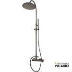 Shower tap with showerpipe and overhead shower Wall-mounted material: Brass mixer Black Chrome, color: Black surface: Glossy Wall-mounted exposed with showerpipe and overhead shower Shower tap with showerpipe and overhead shower Wall-mounted material: Brass mixer Black Chrome, color: Black surface: Glossy Wall-mounted exposed with showerpipe and overhead shower