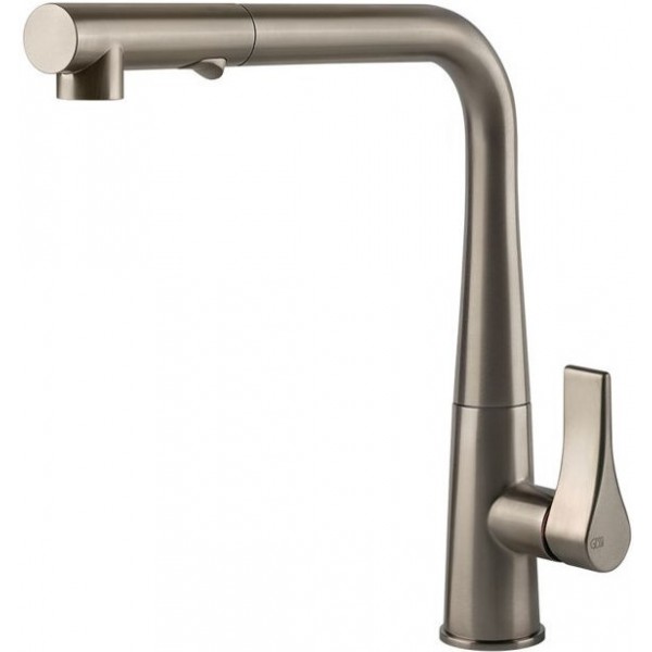 Kitchen tap Deck-mounted material: Brass with shower L-Spout Finox Brushed Nickel, color: Chrome surface: Brushed Deck-mounted Kitchen tap Deck-mounted material: Brass with shower L-Spout Finox Brushed Nickel, color: Chrome surface: Brushed Deck-mounted