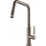 Μπαταρία κουζίνας επικαθήμενη από ορείχαλκο με ντους Finox Brushed Nickel, χρώμα: Χρωμέ επιφάνεια: Βουρτσισμένη Επικαθήμενες