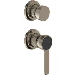 Shower tap Wall-mounted concealed - complete set 2 holes 3 way material: Brass mixer without hand shower, hose and holder, color: Black surface: Brushed Wall-mounted - external part