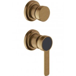 Shower tap Wall-mounted concealed - complete set 2 holes 3 way material: Brass mixer without hand shower, hose and holder Antique Brass, color: Bronze surface: Brushed Wall-mounted - external part