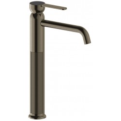 Wash basin tap Deck-mounted for free-standing washbasin material: Brass mixer With push-open waste set Black Brushed, color: Black surface: Brushed Deck-mounted