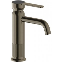 Wash basin tap Deck-mounted material: Brass mixer With push-open waste set Μ size Black Brushed, color: Black surface: Brushed Deck-mounted