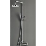 Shower tap with showerpipe and overhead shower Wall-mounted material: Brass mixer, color: Chrome surface: Glossy Wall-mounted exposed with showerpipe and overhead shower