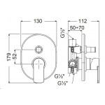 Shower tap Wall-mounted concealed - complete set 2 way material: Brass mixer With plate without hand shower, hose and holder Black Matt, color: Black surface: Matt Wall-mounted - external part Shower tap Wall-mounted concealed - complete set 2 way material: Brass mixer With plate without hand shower, hose and holder Black Matt, color: Black surface: Matt Wall-mounted - external part