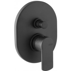 Shower tap Wall-mounted concealed - complete set 2 way material: Brass mixer With plate without hand shower, hose and holder Black Matt, color: Black surface: Matt Wall-mounted - external part