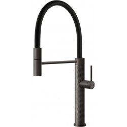 Kitchen tap Deck-mounted material: Inox with shower Black Metal Brushed PVD, color: Black surface: Brushed Deck-mounted