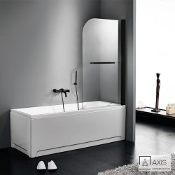 Καμπίνα μπανιέρας ευθύγραμμη 85x140 6mm ανοιγόμενη με πετσετοθήκη χρωμέ, αντιστρεφόμενη Black Matt επιφάνεια: Ματ, χρώμα: Μαύρο Ευθύγραμμες