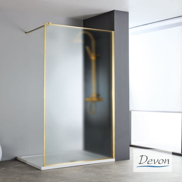 Shower enclosure Linear 90x200 8mm fixed surface: Brushed, color: Gold Linear Shower enclosure Linear 90x200 8mm fixed surface: Brushed, color: Gold Linear