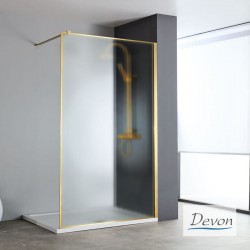 Shower enclosure Linear 100x200 8mm fixed fluted, Gold Brushed surface: Brushed, color: Gold Linear