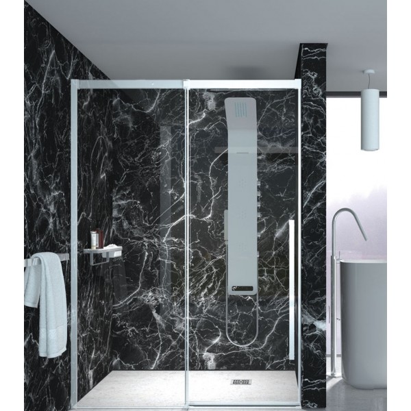 Shower enclosure Linear 140x200 8mm sliding surface: Glossy, color: Chrome Linear