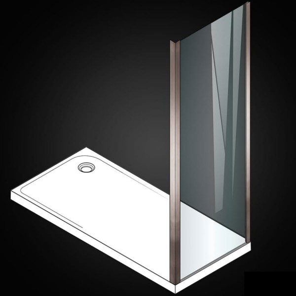 Shower enclosure Linear 80x200 6mm fixed Brushed Black PVD surface: Matt, color: Black Linear