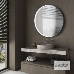 Καθρέπτης, σχήμα: Στρογγυλό 70x70 από κρύσταλλο με φωτισμό LED, χρώμα: Μαύρο Καθρέπτες μπάνιου