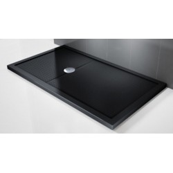 Ντουζιέρα ορθογώνια 120x90x4,5 από ακρυλικό με βαλβίδα, με ενίσχυση προφίλ αλουμινίου και fiberglass, χρώμα: Μαύρο επιφάνεια: Γυαλιστερή Ορθογώνιες
