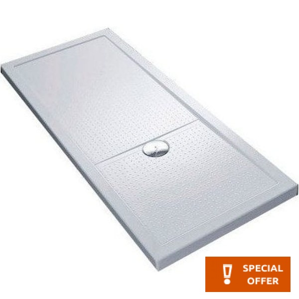 Ντουζιέρα ορθογώνια 140x70x4,5 από ακρυλικό με ενίσχυση προφίλ αλουμινίου και fiberglass, με βαλβίδα, χρώμα: Λευκό επιφάνεια: Γυαλιστερή Ορθογώνιες