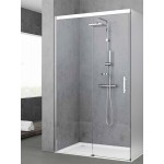 Shower enclosure Linear 116x195 6mm sliding reversible PH116 (116-117,5), Crystal Clear, transparent crystal glass surface: Glossy, color: Chrome Linear