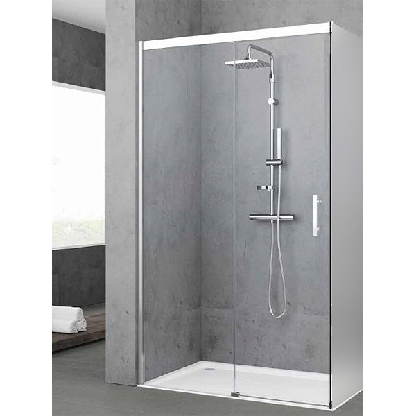 Shower enclosure Linear 116x195 6mm sliding reversible PH116 (116-117,5), Crystal Clear, transparent crystal glass surface: Glossy, color: Chrome Linear